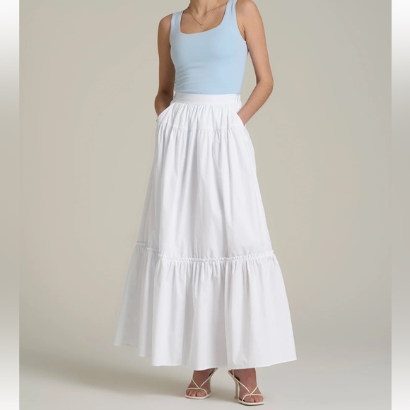 American Tall Dresses & Skirts - American Tall Maxi Skirt XL Tall White Tiered High Rise Long Skirt NWT